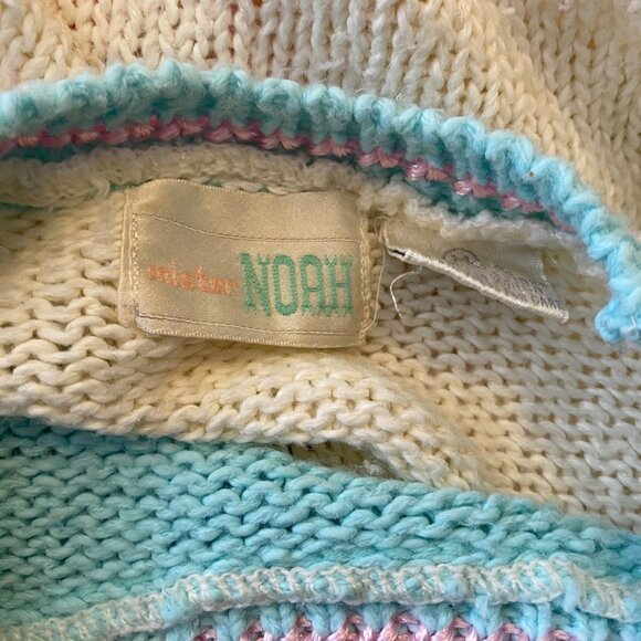 Vintage Mister Noah Sweater Multicolor Sz M Pastel Pearls Cottage Core 90's 80's - Picture 3 of 13